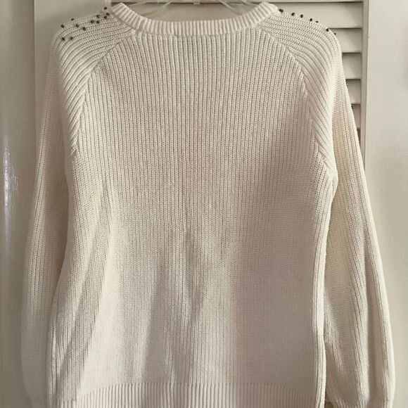 inc INTERNATIONAL CONCEPT COTTON WHITE EMBROIDERED RHINESTONE WOMAN SWE… - Picture 5 of 9